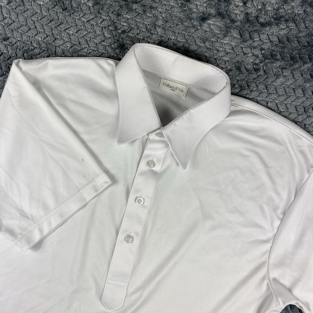 Collars & Co Dress Collar Polo Shirt Mens Large Ultra White Performance Stretch